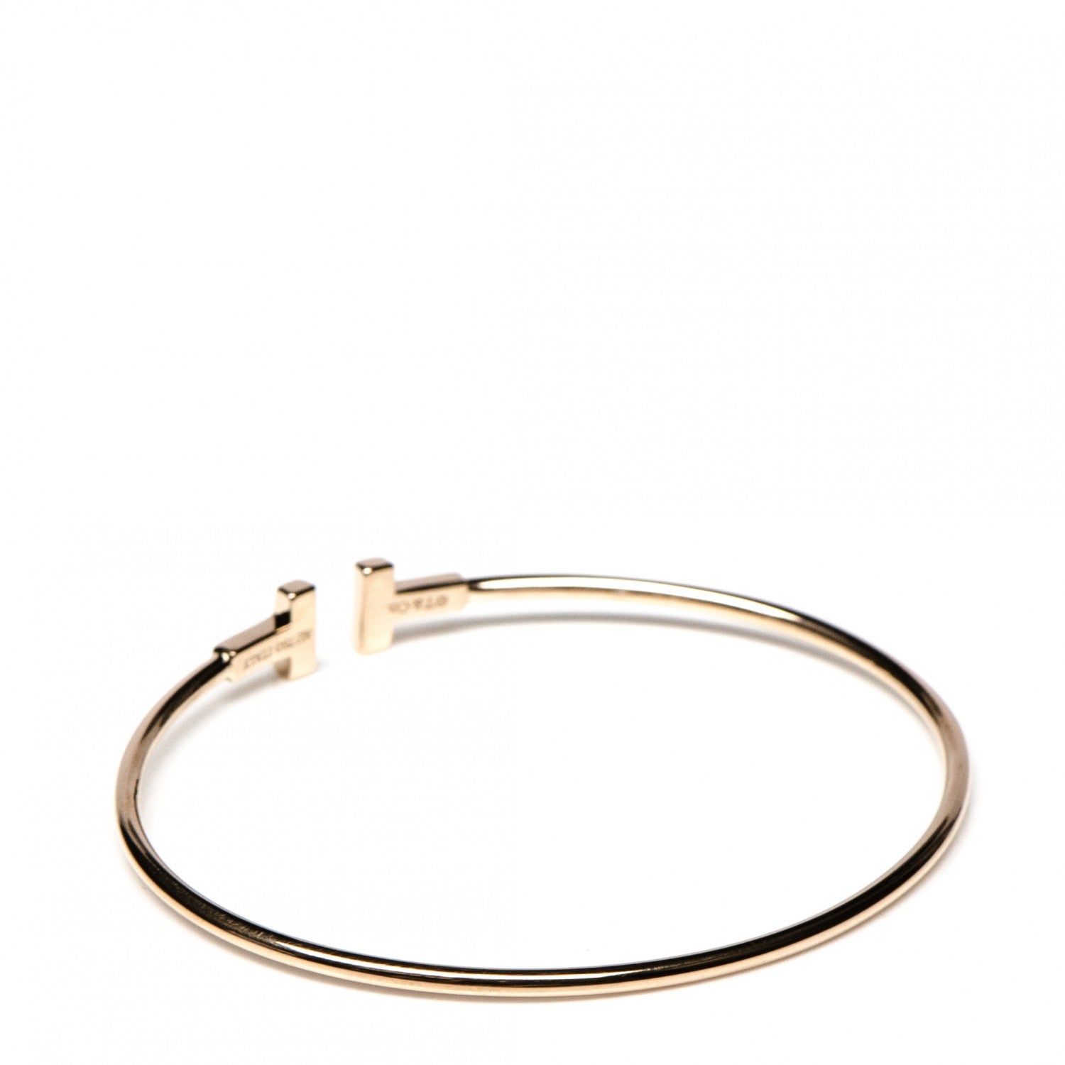 Tiffany 18K Yellow Gold Narrow T Wire Bracelet 3 of 5