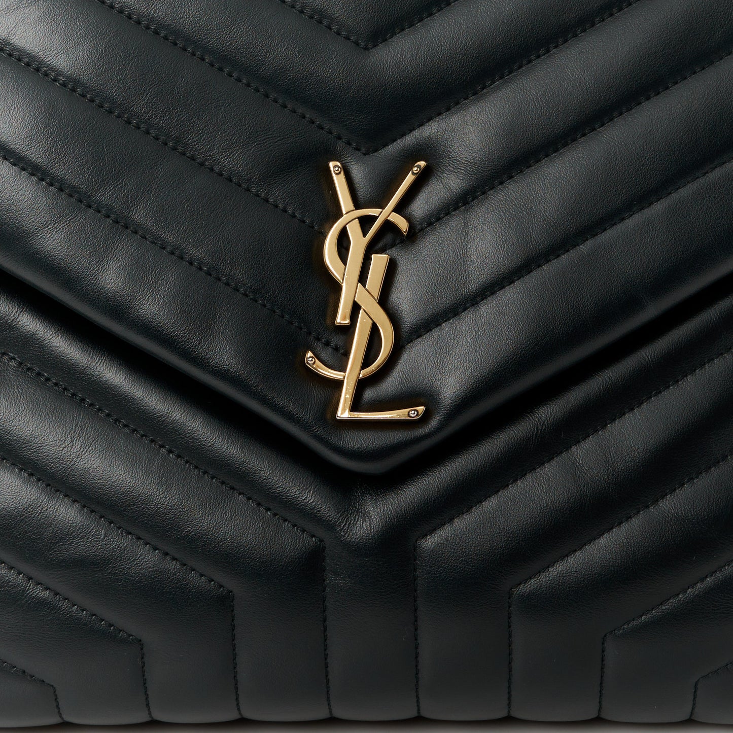 Calfskin Y Quilted Monogram Large Loulou Chain Satchel Black