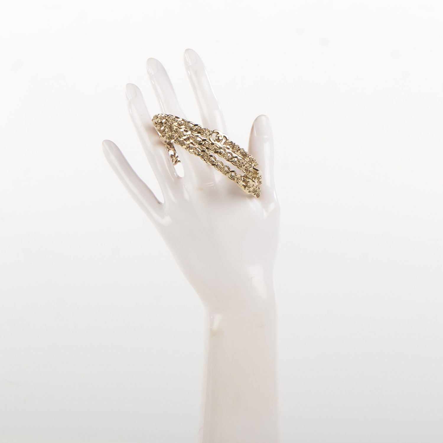 Chanel Chain Bangle Set of 3 Light Gold Medium 2 of 6