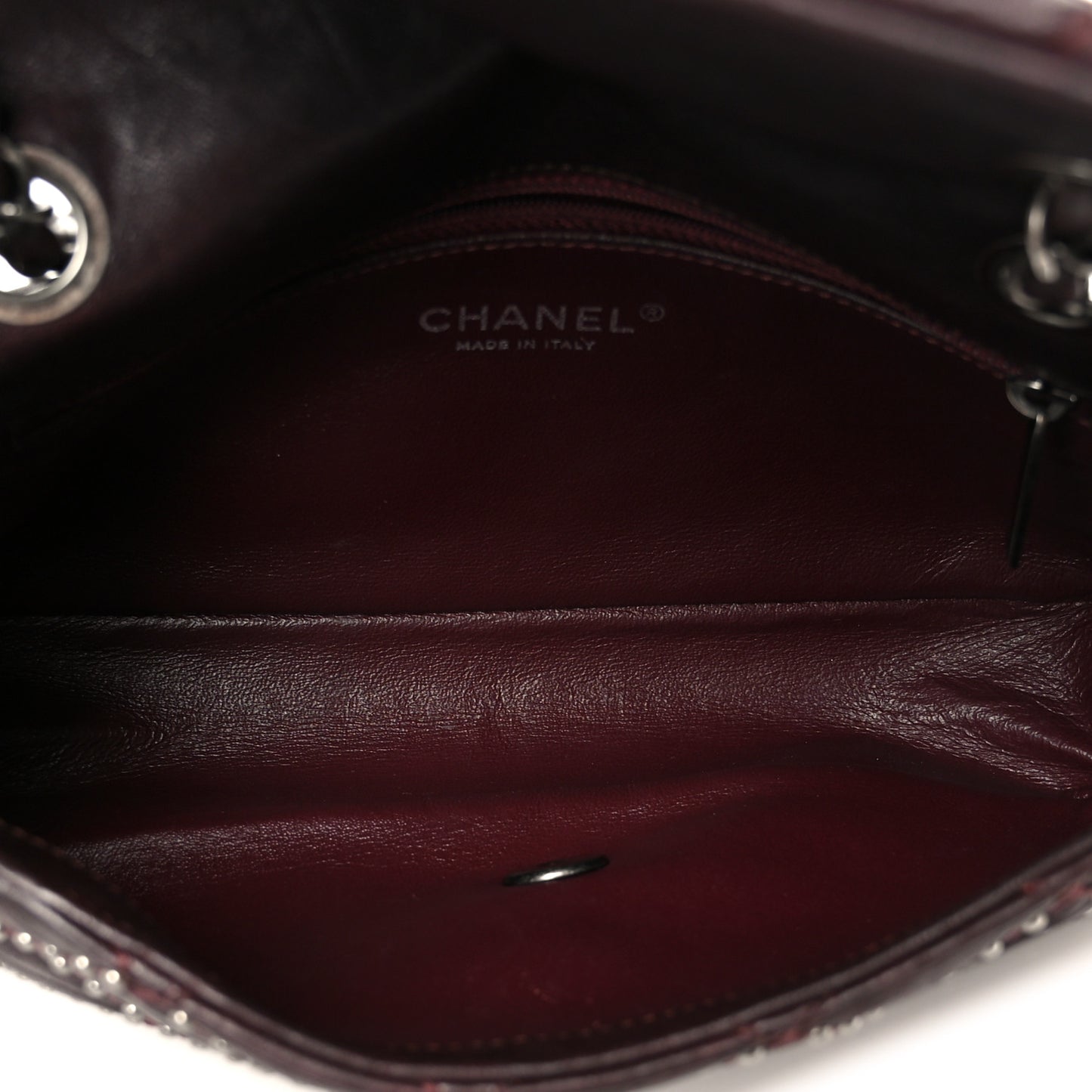 Washed Lambskin Studded Metal Beauty Flap Burgundy