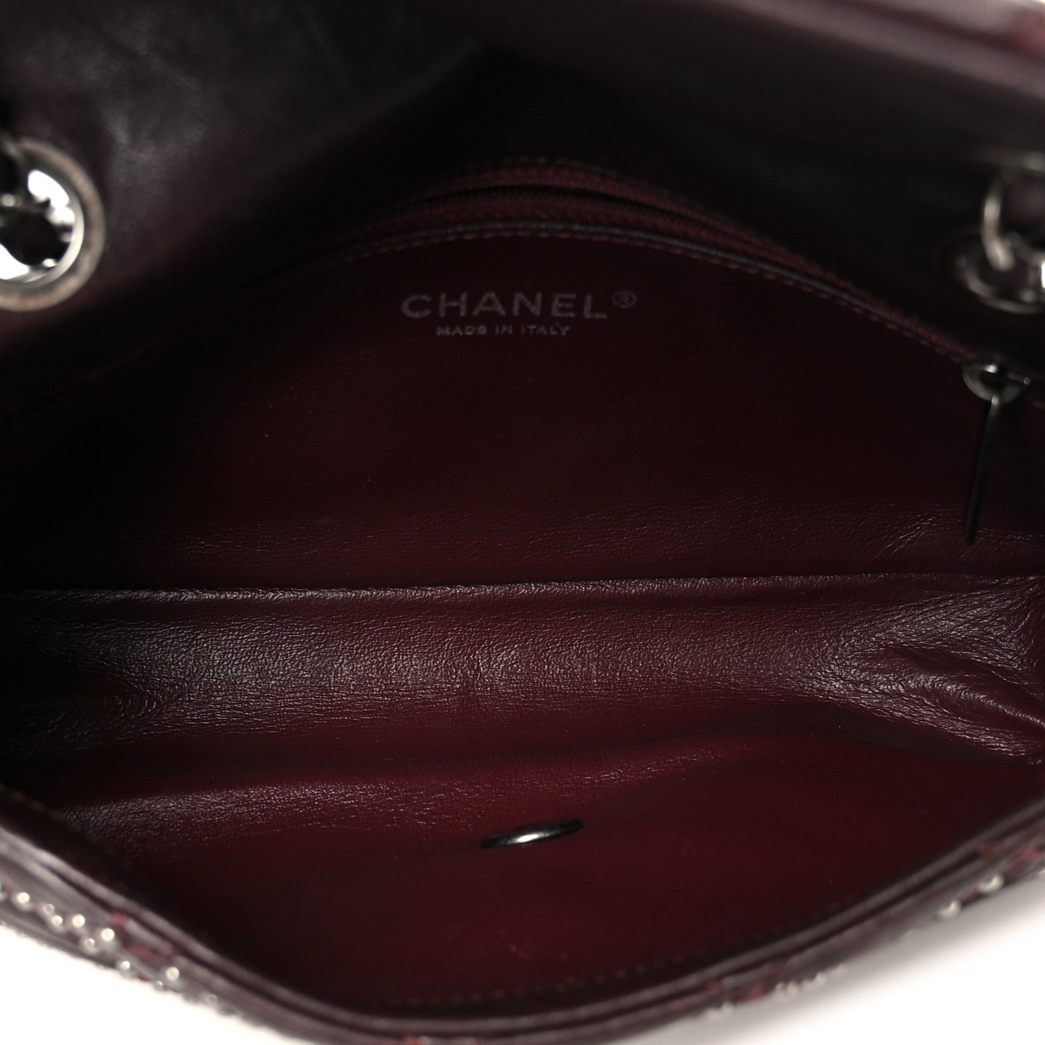 Chanel Washed Lambskin Studded Metal Beauty Flap Burgundy 5 of 11