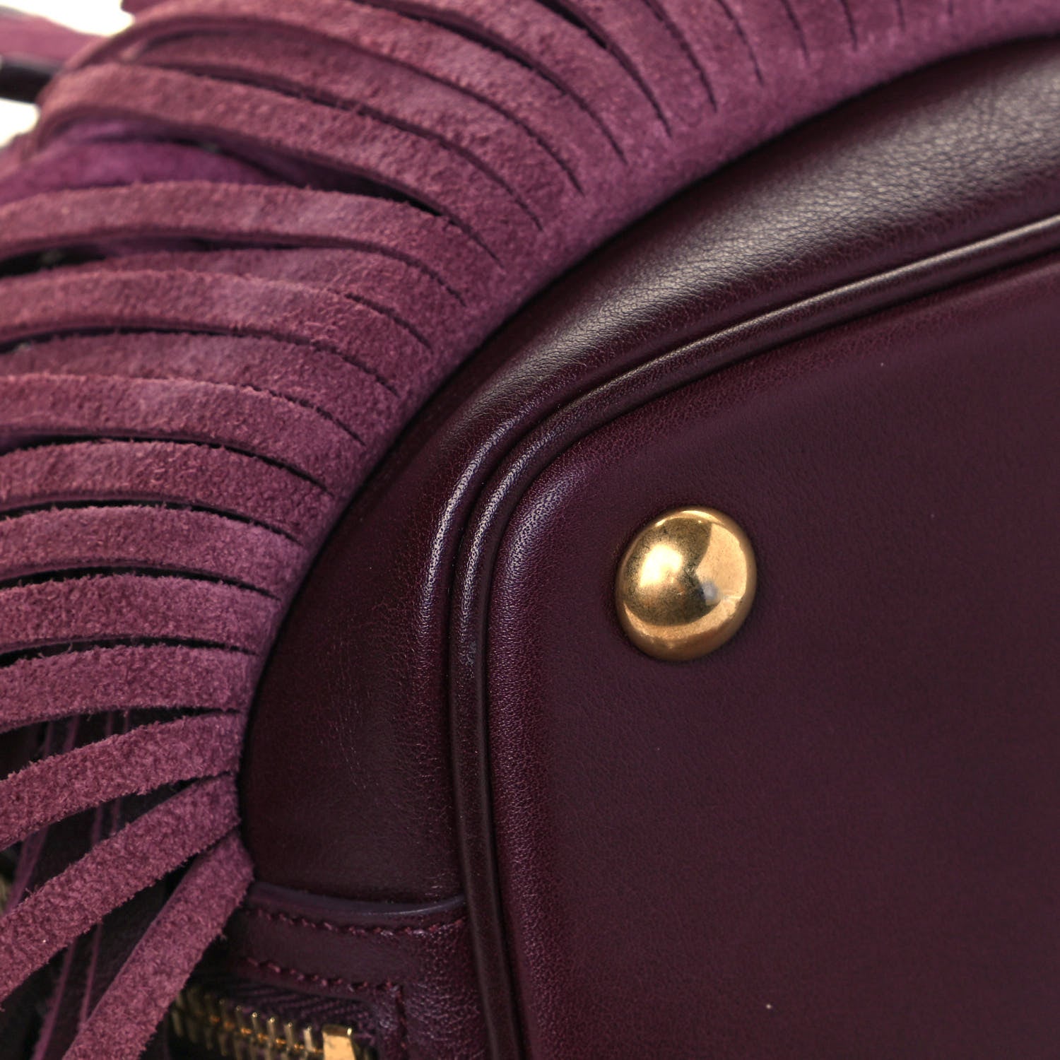Saint Laurent Calfskin Small Emmanuelle Fringe Hobo Bag Burgundy 8 of 11