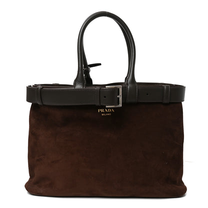Prada Scamosciato Large Buckle Bag With Belt Cacao 1 of 9