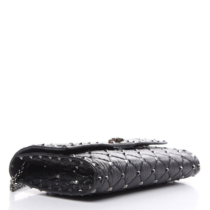 Valentino Garavani Craquele Nappa Rockstud Spike Wallet on Chain Black 4 of 12
