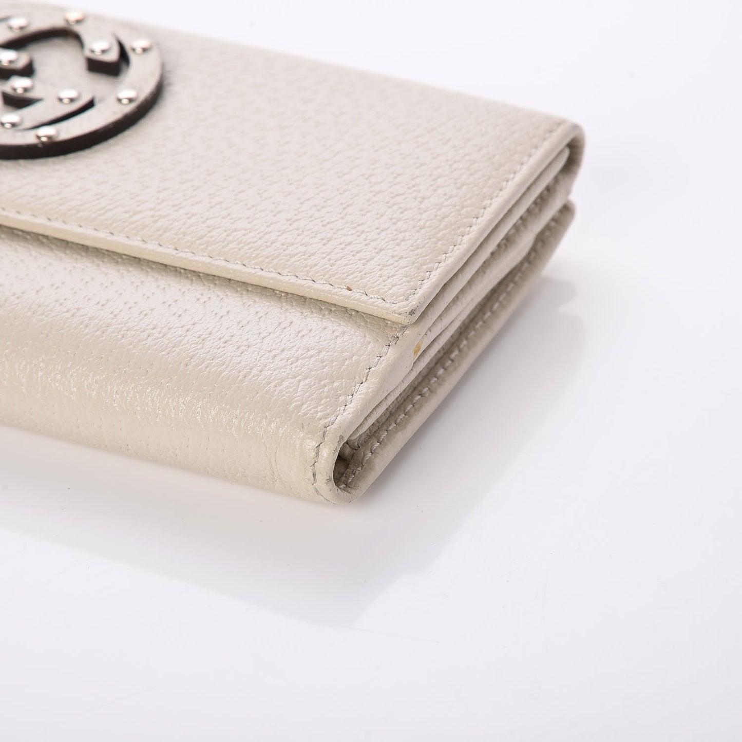 Calfskin Studded Soho Continental Wallet White