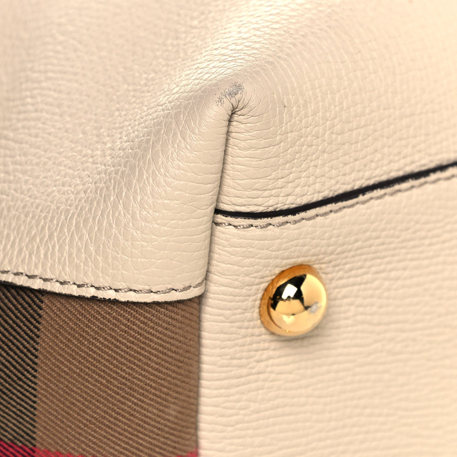 Burberry Derby Calfskin House Check Medium Welburn Tote Limestone 9 of 13
