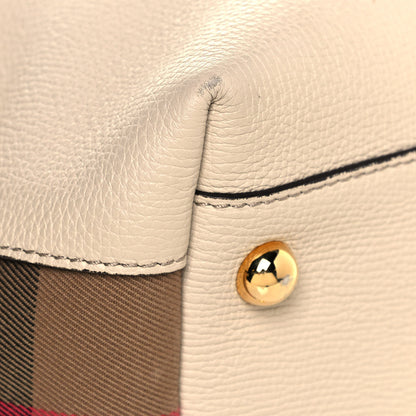 Burberry Derby Calfskin House Check Medium Welburn Tote Limestone 9 of 13