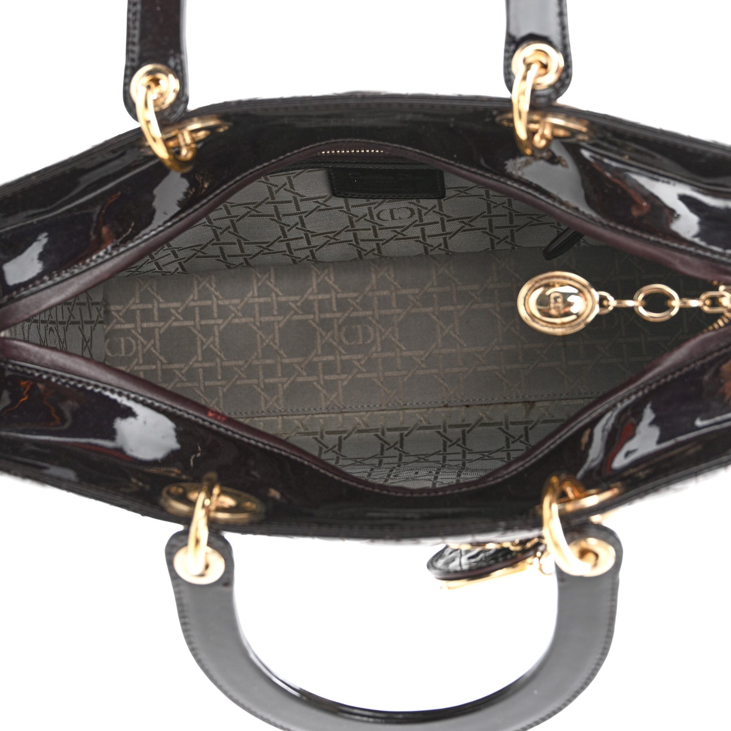 Christian Dior Patent Cannage Large Lady Dior Burgundy 5 of 11