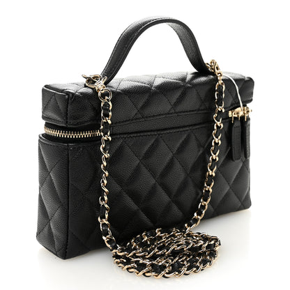 Chanel Caviar Quilted Top Handle Slim Vanity With Chain Black 3 of 11