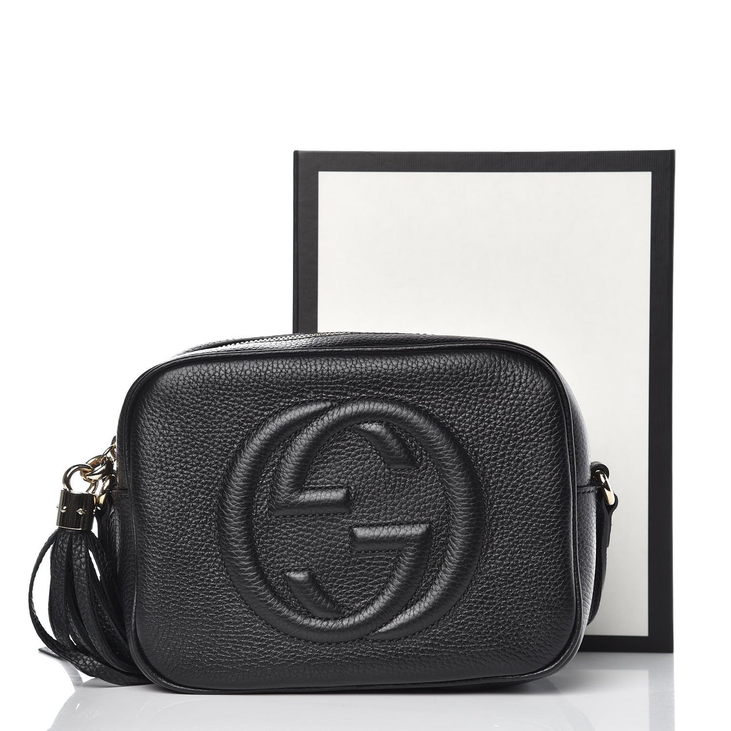 Pebbled Calfskin Small Soho Disco Bag Black