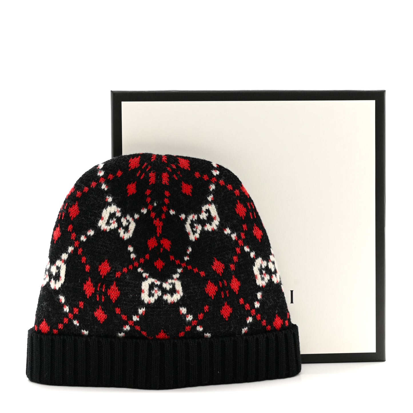 Knit GG Monogram Diamante Beanie Hat S Black