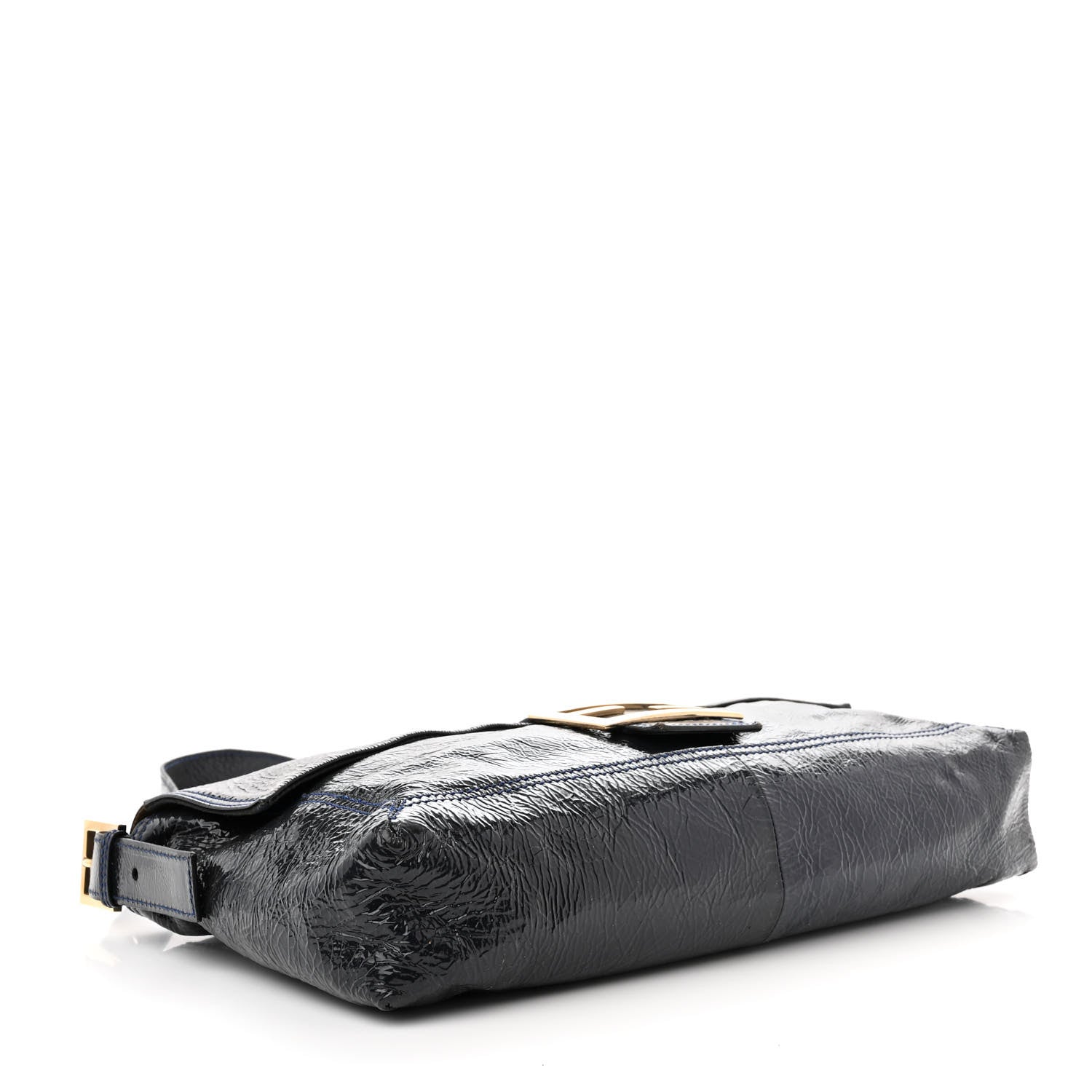 Fendi Vitello Naplak Large Convertible Baguette Blue 4 of 9