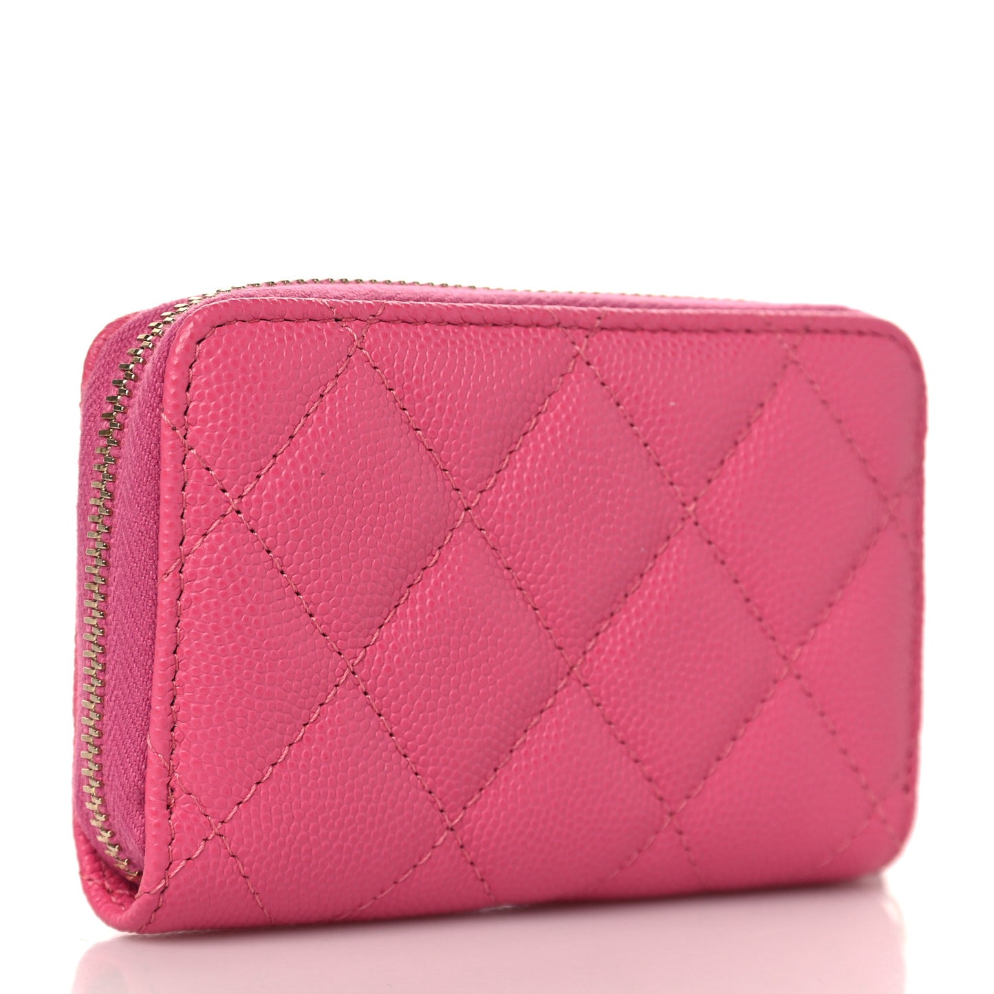 Caviar Quilted Zip Coin Purse Dark Pink