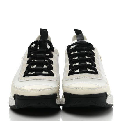 Chanel Velvet Calfskin Mixed Fibers CC Sneakers 38.5 Ivory Black 2 of 9