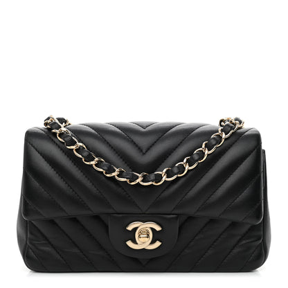 Chanel Lambskin Chevron Quilted Mini Rectangular Flap Black 1 of 10