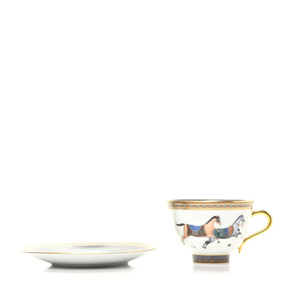 Hermes Porcelain Cheval d'Orient Tea Cup and Saucer Set of 2 3 of 7