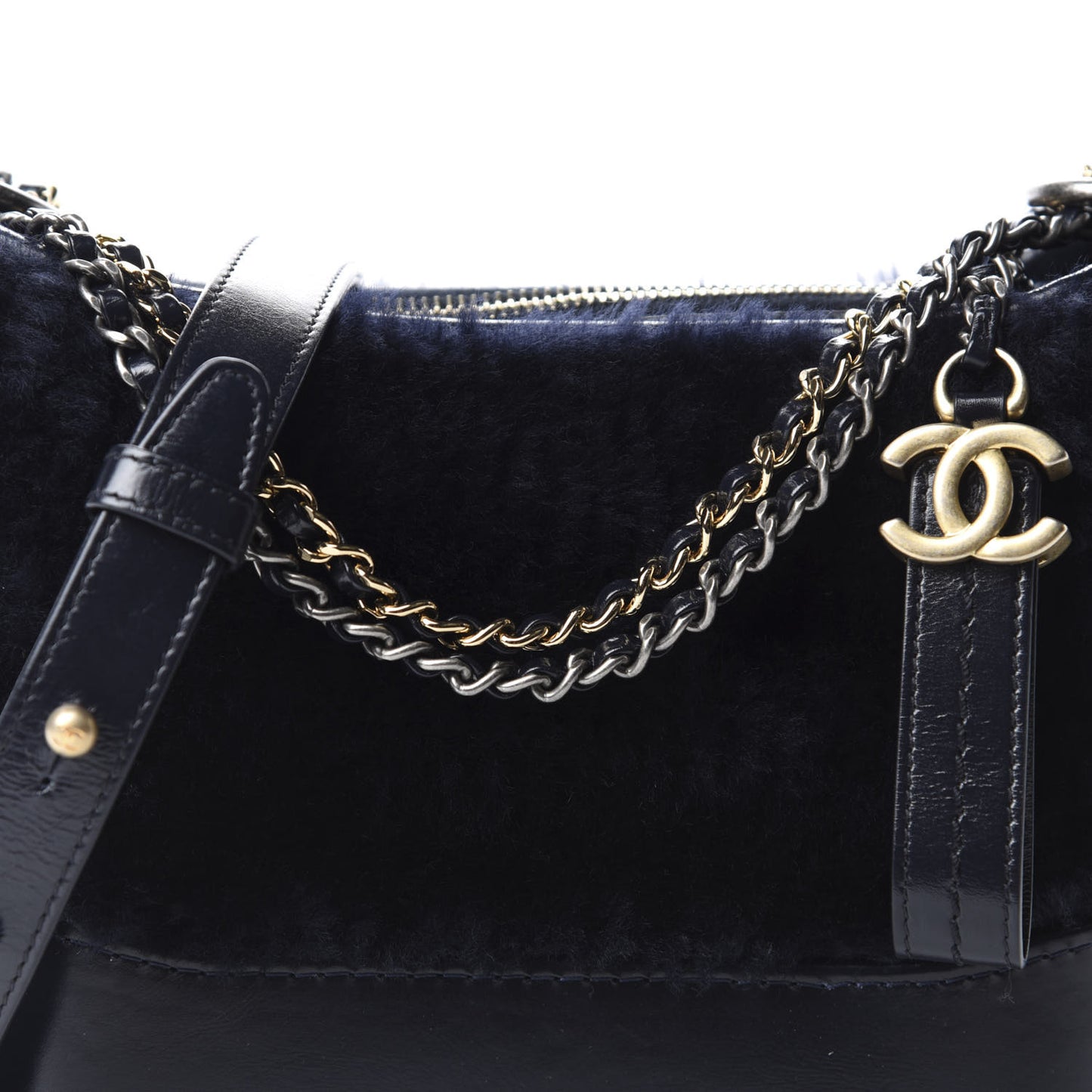 Shearling Small Gabrielle Hobo Navy