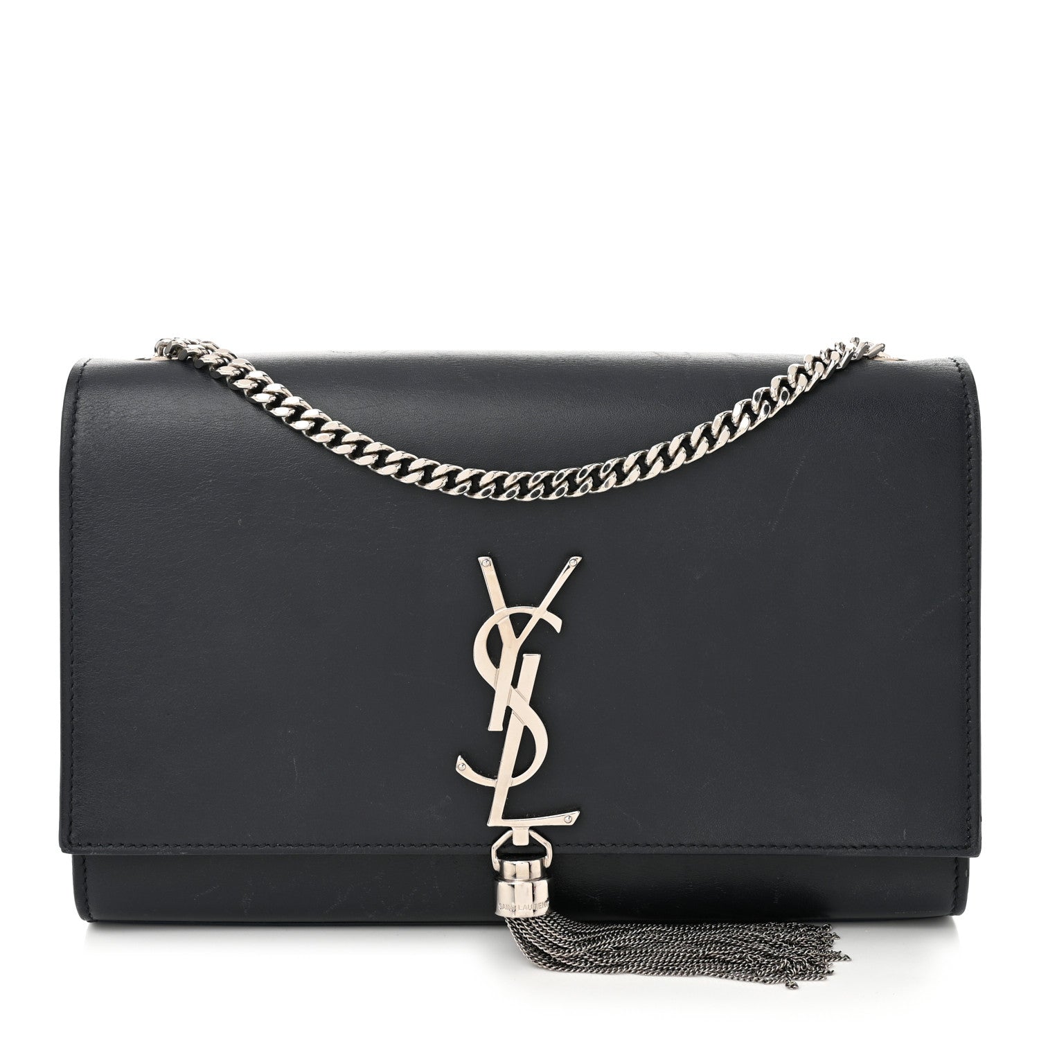 Saint Laurent Smooth Calfskin Medium Classic Monogram Kate Tassel Satchel Marine 1 of 12
