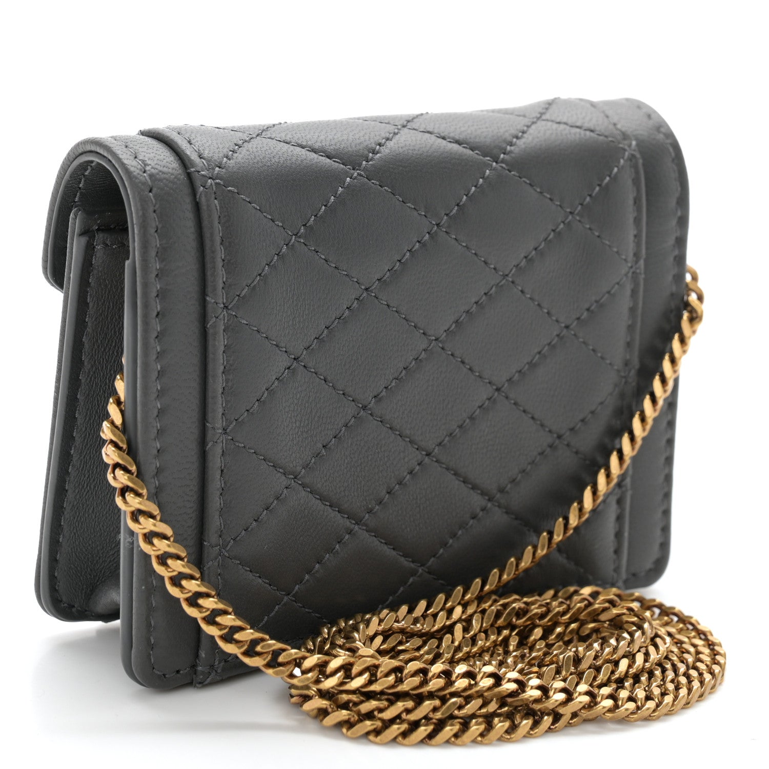 Saint Laurent Lambskin Quilted Monogram Micro Gaby Crossbody Bag Storm 3 of 11