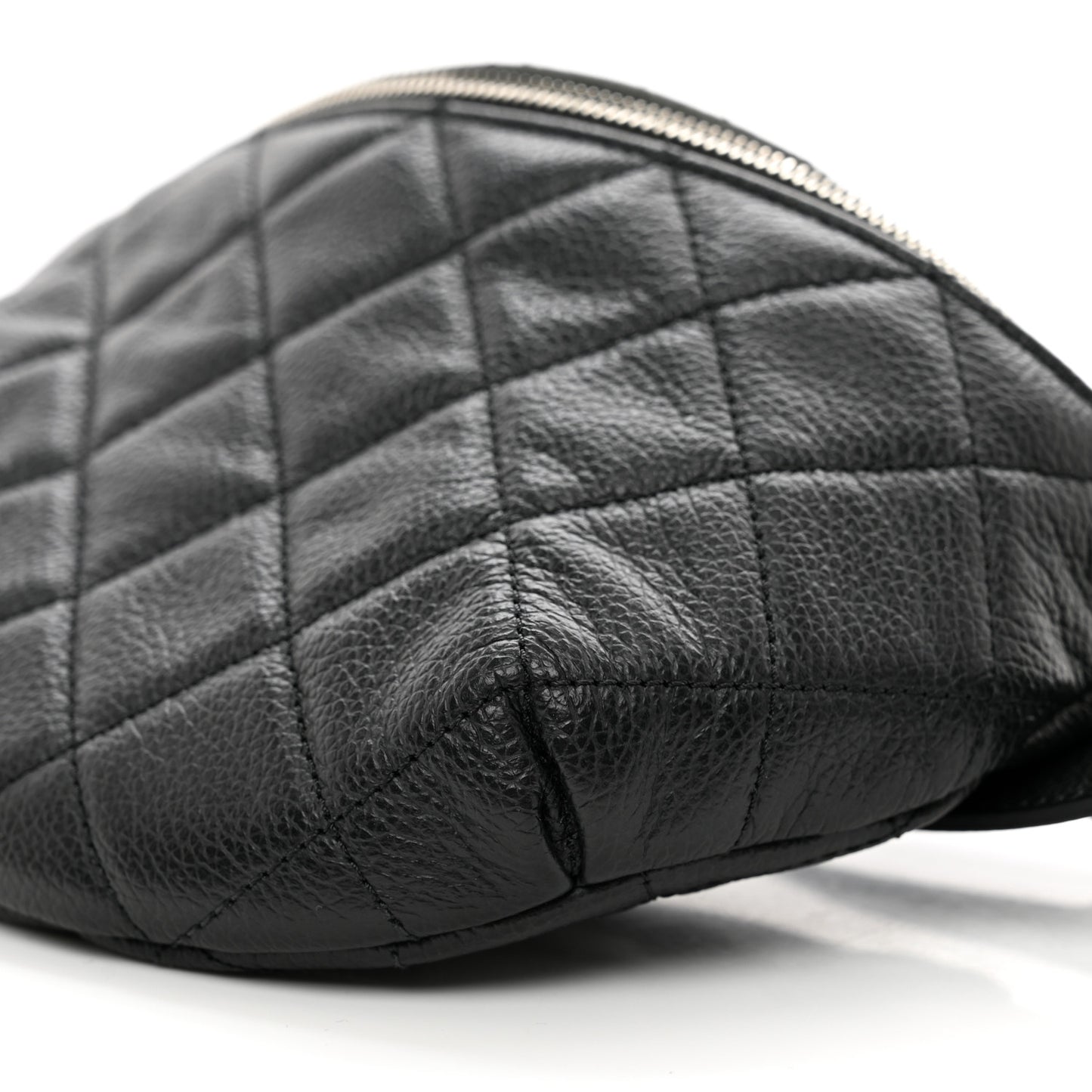 Grained Calfskin Quilted Waist Belt Bag Black