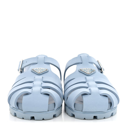 Prada Foam Rubber Metal Triangle Logo Cage Sandals 40 Cielo 3 of 10