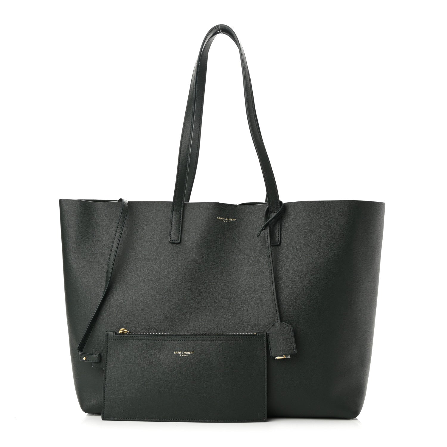 Saint Laurent Calfskin Large Shopping Tote Dark Green 1 of 10