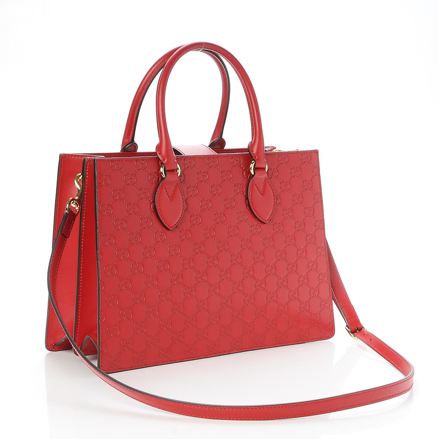 Guccissima Signature Padlock Double Handle Bag Hibiscus Red