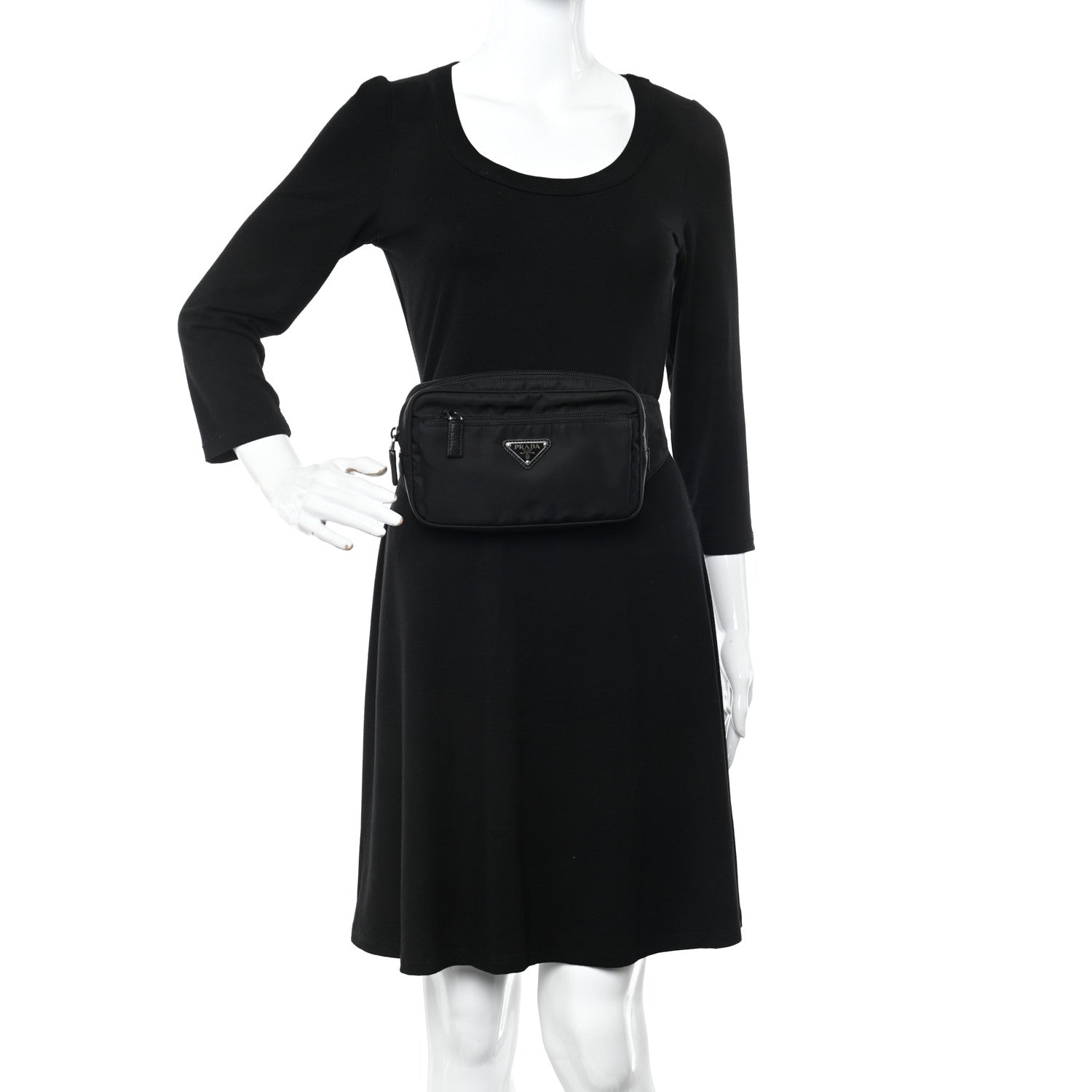 Prada Re-Nylon Saffiano Belt Bag Black 2 of 9