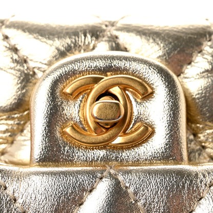 Chanel Metallic Calfskin Quilted Mini Flap Bag Charm With Hook Gold 6 of 7