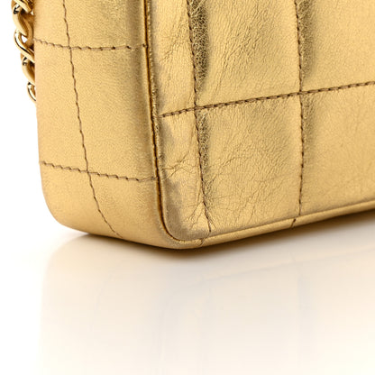 Chanel Metallic Lambskin Quilted East West Chocolate Bar Flap Gold 16 of 16