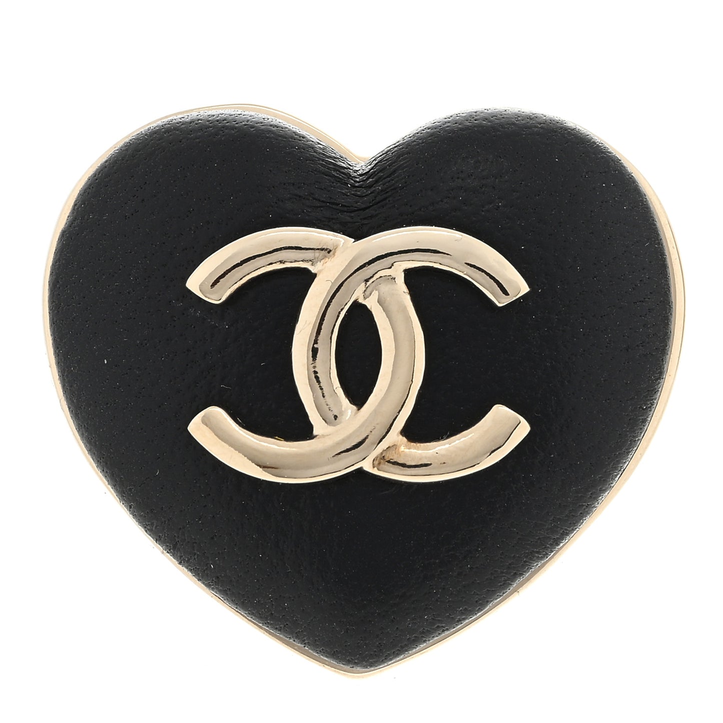 Lambskin CC Heart Brooch Black Gold