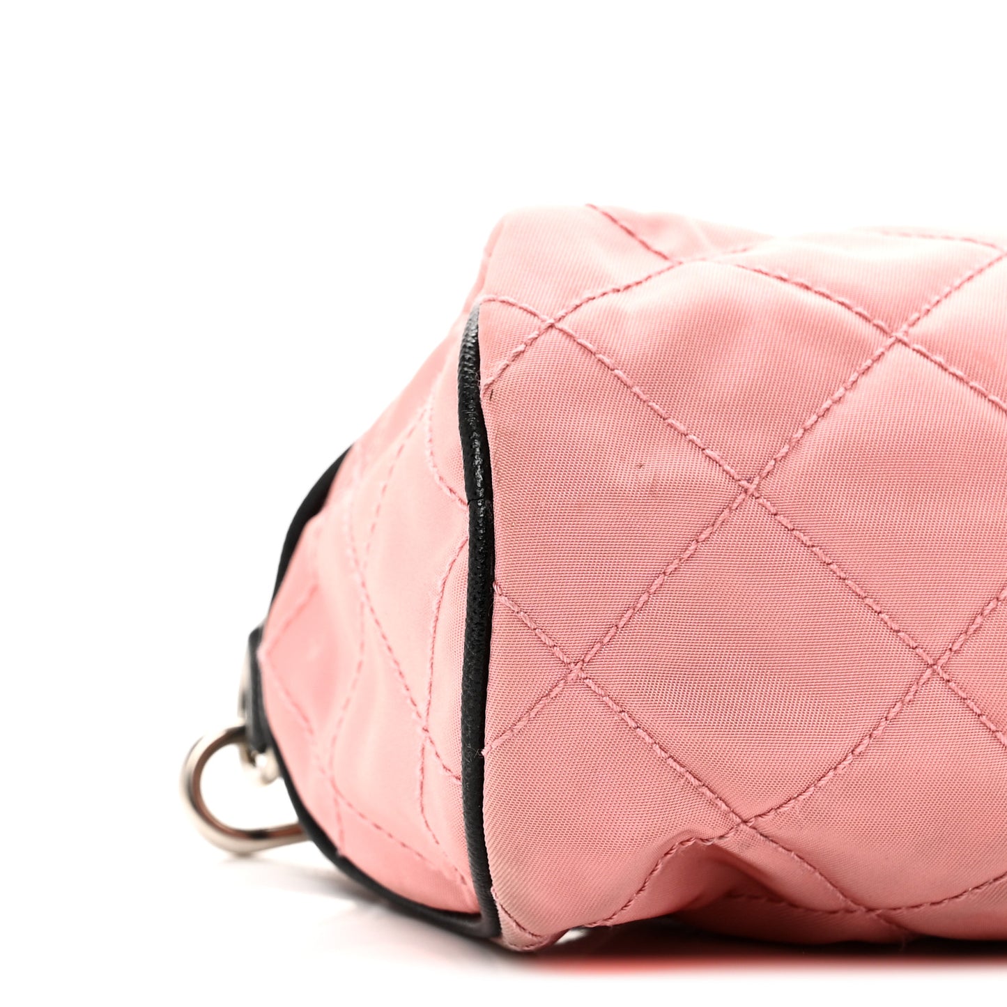 Tessuto Nylon Saffiano Impunturato Quilted Barrel Pochette Pink Black