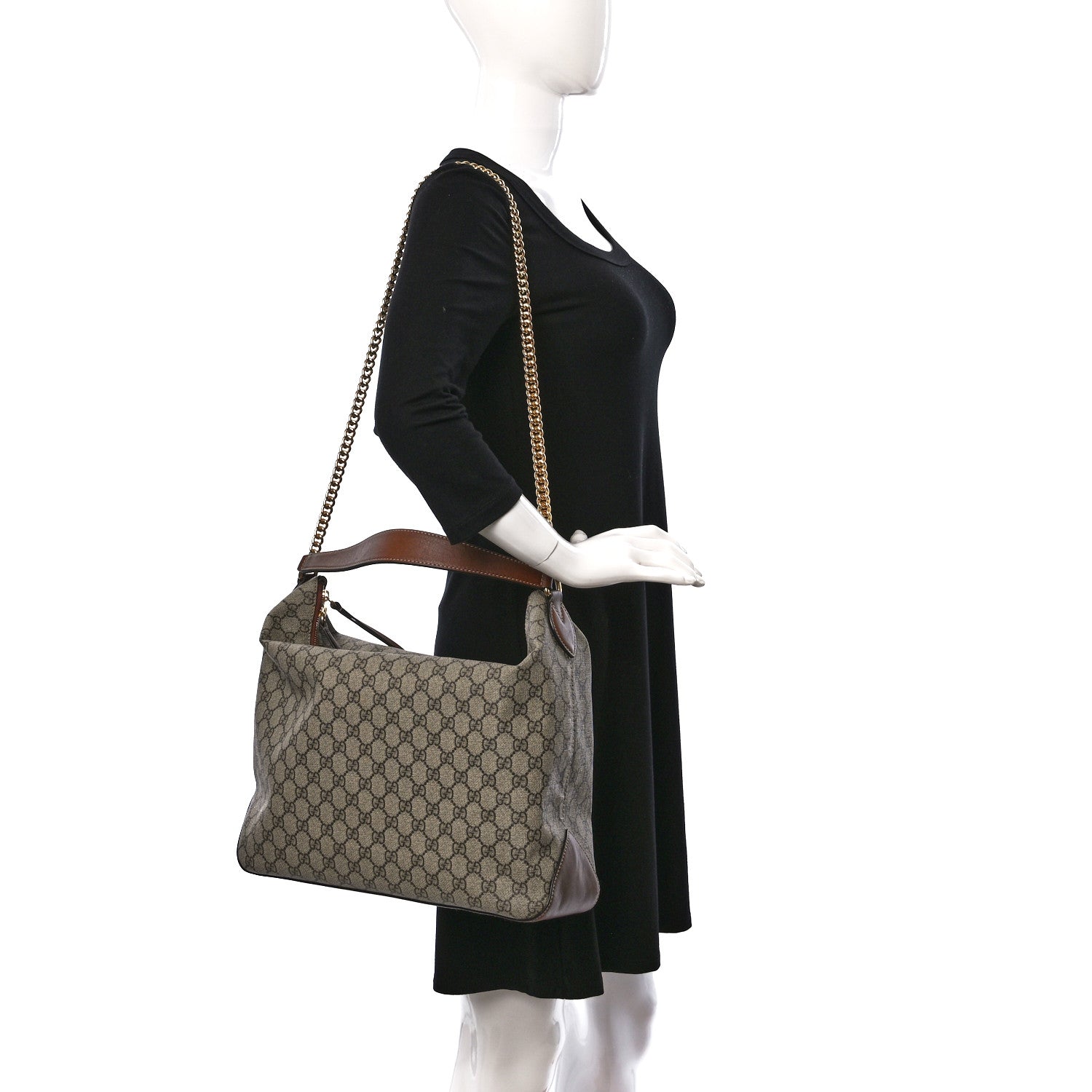 Gucci GG Supreme Monogram Large Linea A Hobo Light Brown 2 of 10