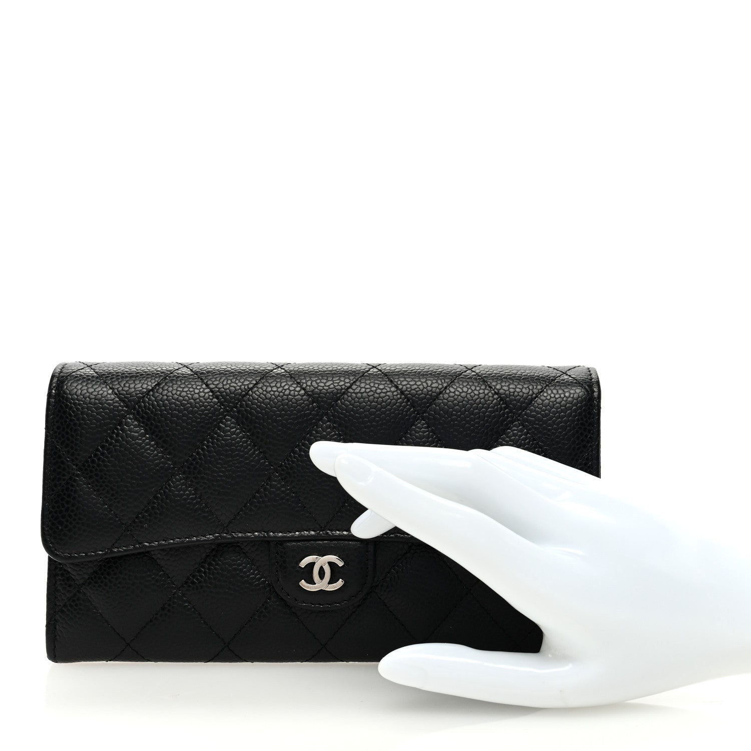 Chanel Caviar Quilted Large Gusset Flap Wallet Black 2 of 7