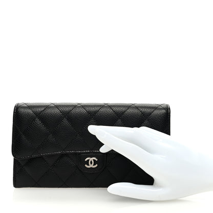 Chanel Caviar Quilted Large Gusset Flap Wallet Black 2 of 7
