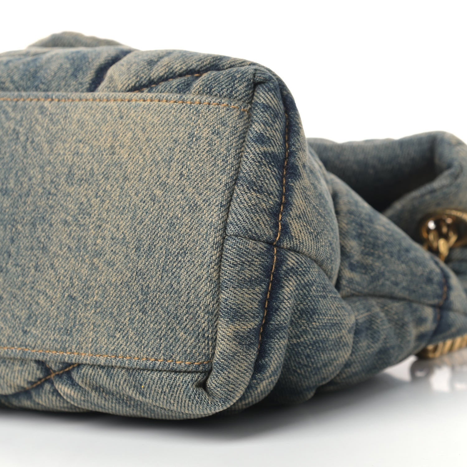 Saint Laurent Denim Quilted Small Loulou Puffer Monogram Chain Satchel Rodeo Blue 9 of 9