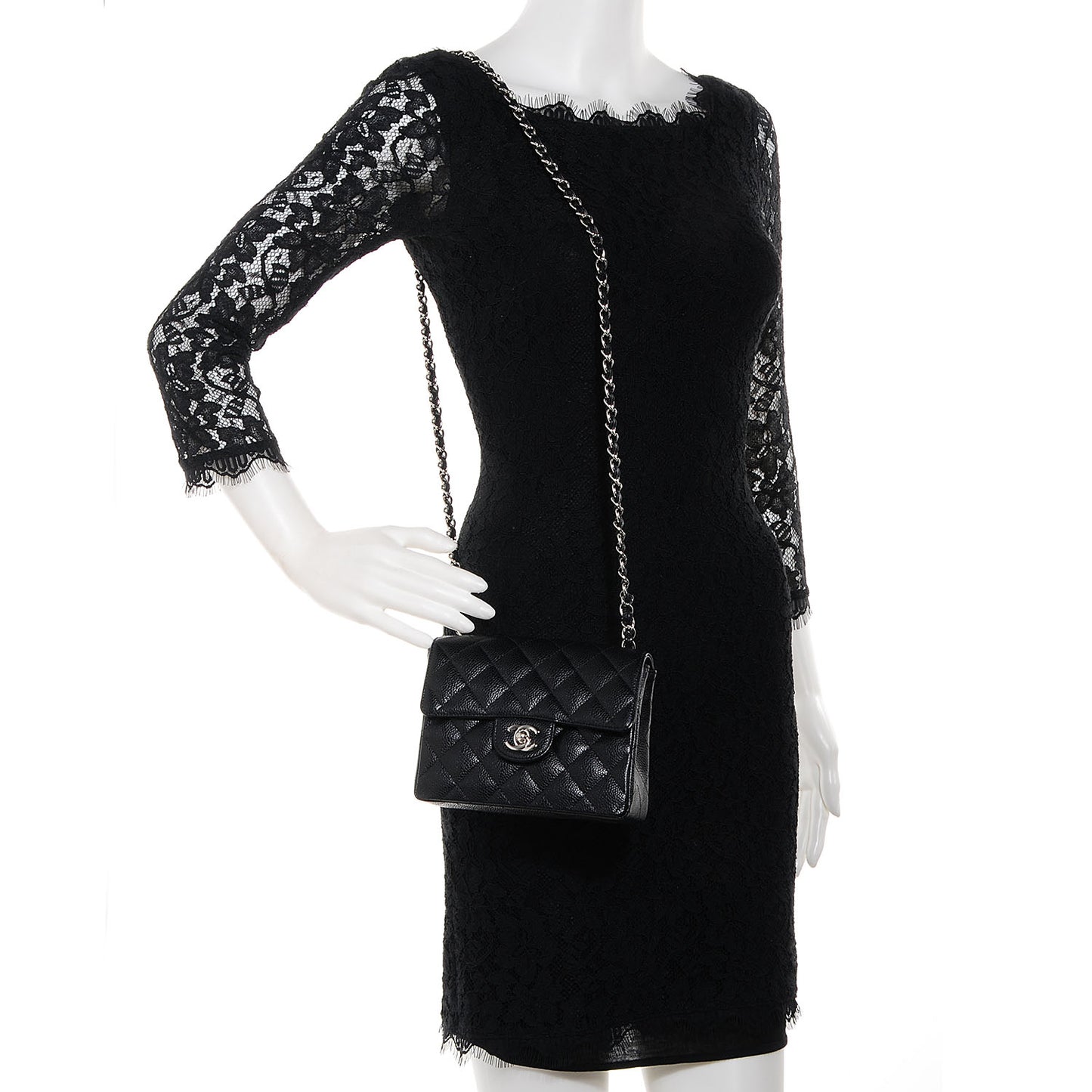 Caviar Quilted Mini Square Flap Bag Black