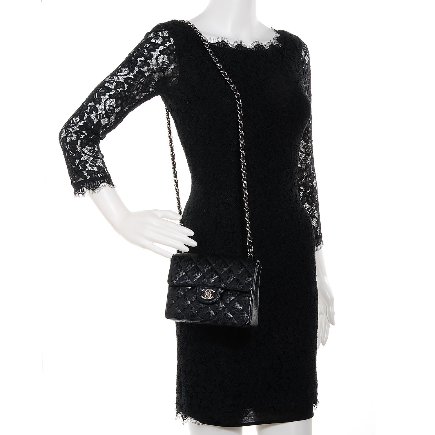 Chanel Caviar Quilted Mini Square Flap Bag Black 2 of 9
