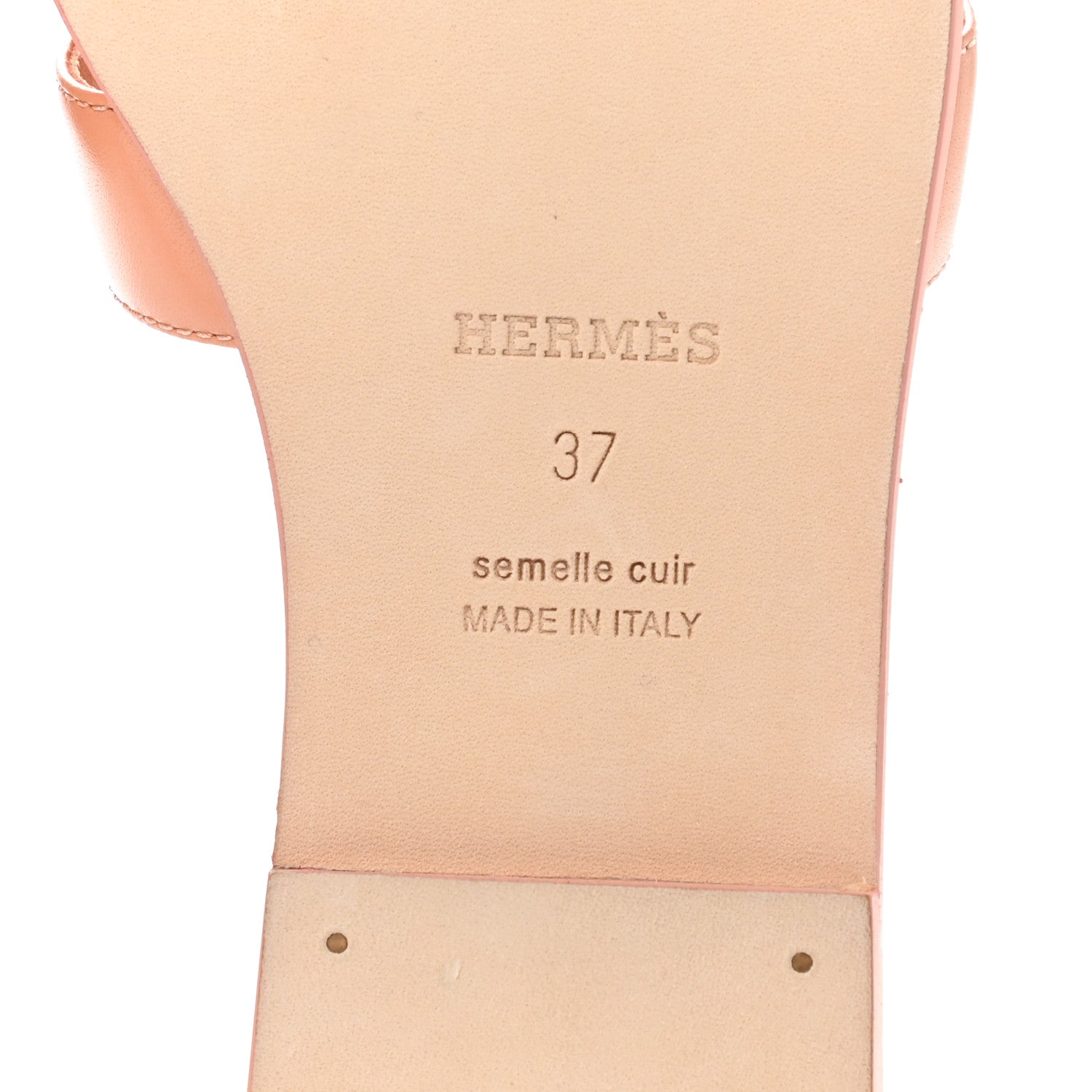 Hermes Box Calfskin Oran Sandals 37 Granit Rose 6 of 9