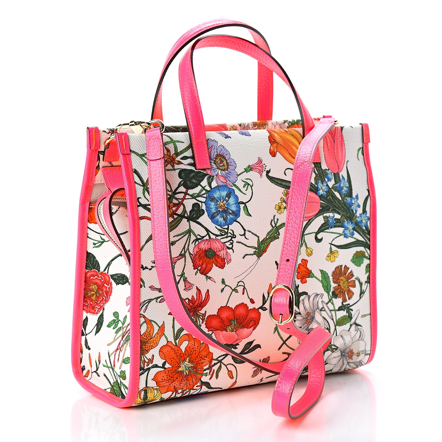 Canvas Medium Flora Tote Fuchsia