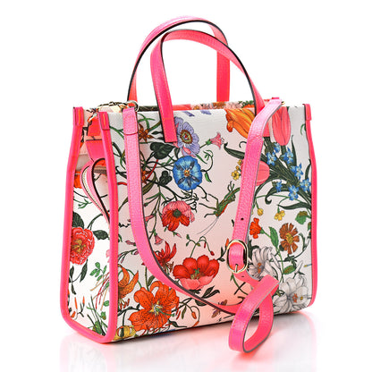 Gucci Canvas Medium Flora Tote Fuchsia 2 of 10