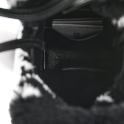 Balenciaga Faux Fur Diagonal Logo Everyday Phone Holder Tote Black White 5 of 9