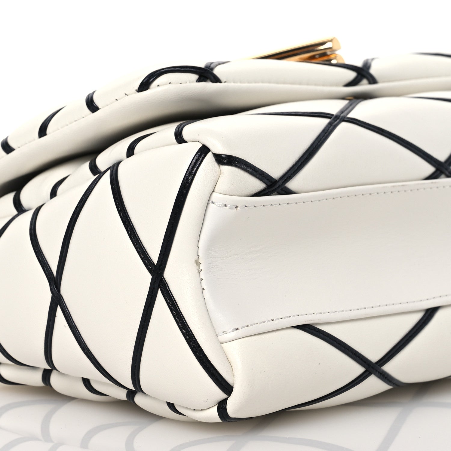 Louis Vuitton Lambskin Malletage Top Handle GO-14MM White Black 10 of 15