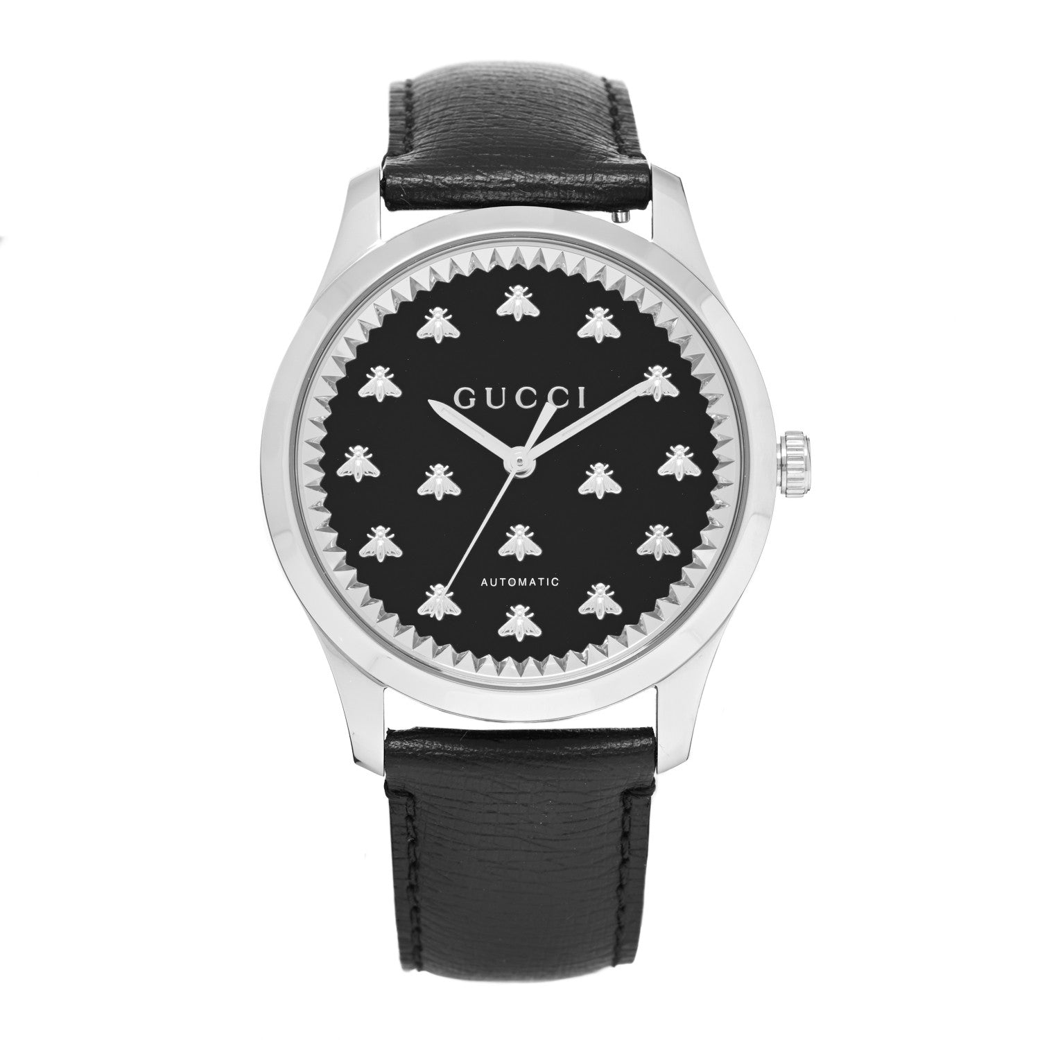 Gucci Stainless Steel Calfskin 42mm G-Timeless Bee Automatic Watch Black 1 of 5