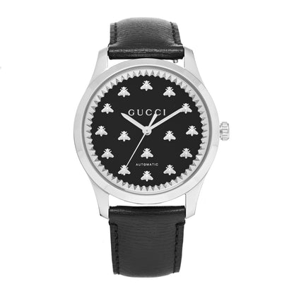 Gucci Stainless Steel Calfskin 42mm G-Timeless Bee Automatic Watch Black 1 of 5