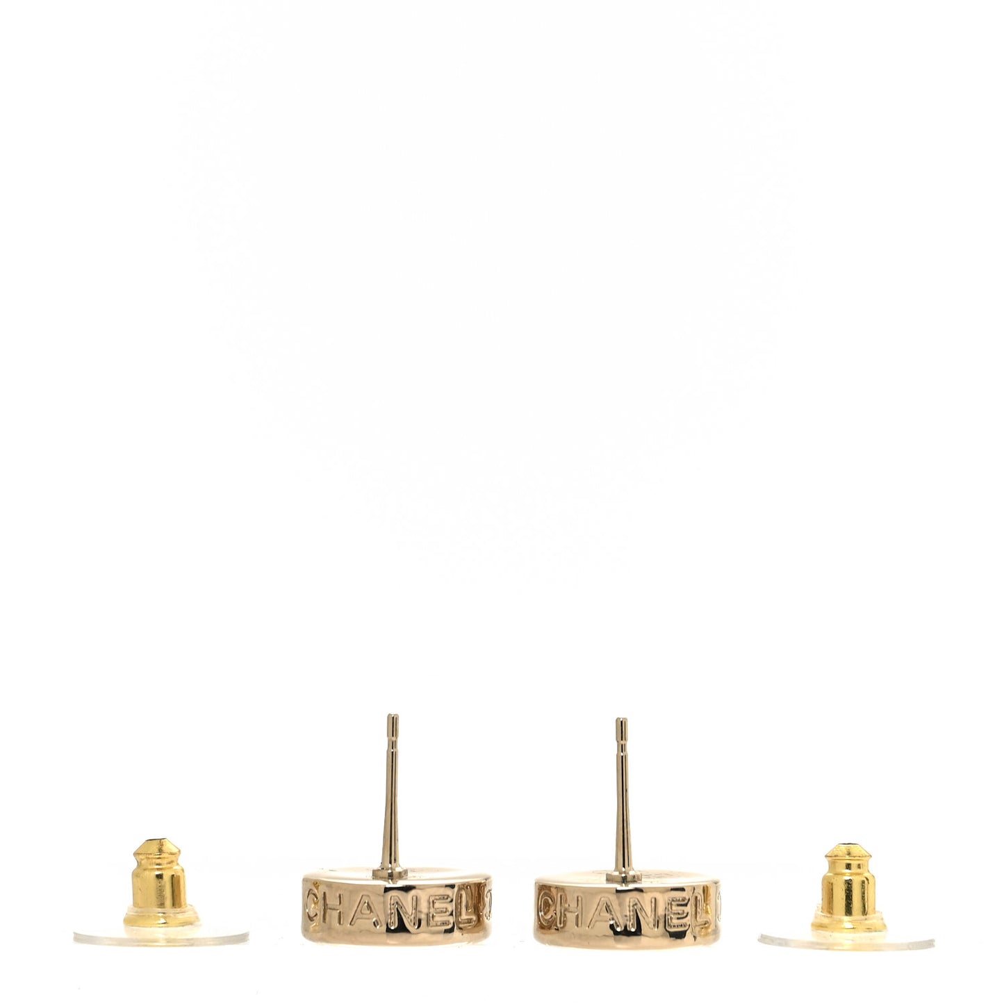 Metal Round CC Earrings Gold
