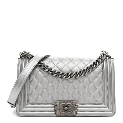 Chanel Metallic Caviar Quilted Medium Boy Flap Silver 1 of 10