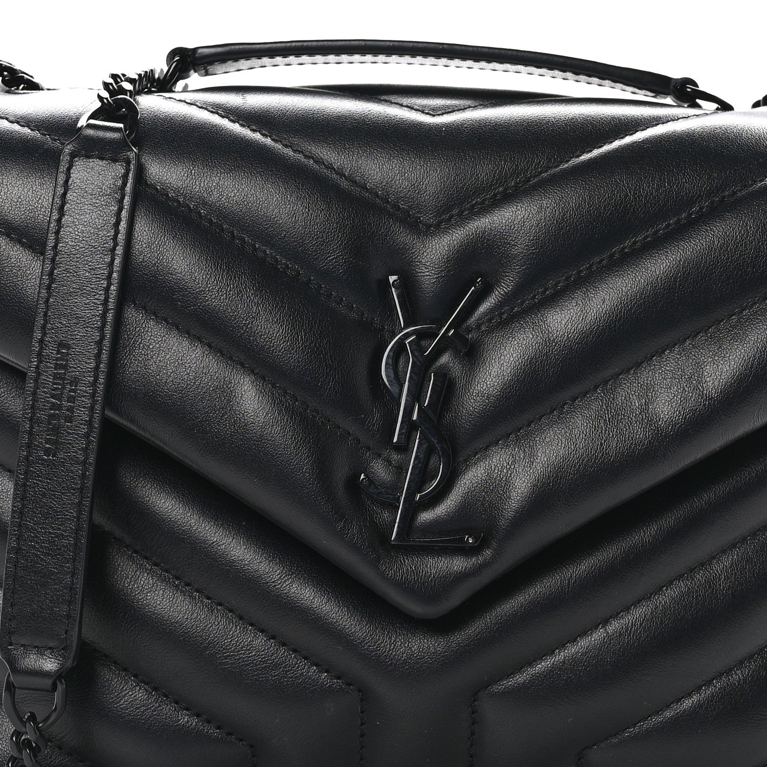 Saint Laurent Calfskin Y Quilted Monogram Monochrome Small Loulou Chain Satchel Black 8 of 12
