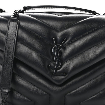 Saint Laurent Calfskin Y Quilted Monogram Monochrome Small Loulou Chain Satchel Black 8 of 12