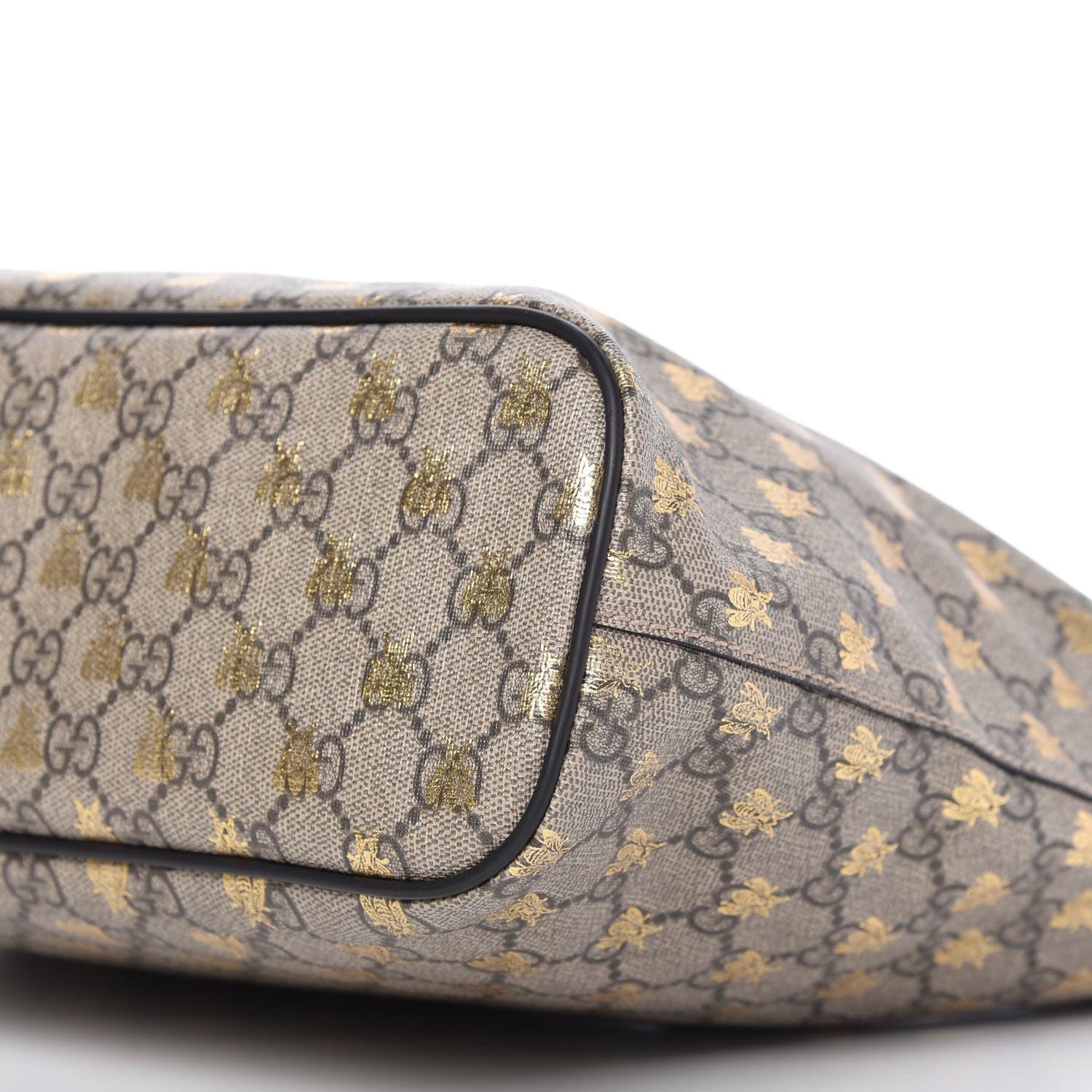 Gucci Soft GG Supreme Monogram Bees Small Crossbody Tote Beige Oro Black 7 of 9